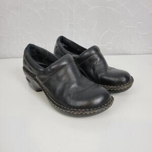 BOC Born Concept Women's Chunky Shoes 6.5/37 Black Leather Round Toe Slip‎ On